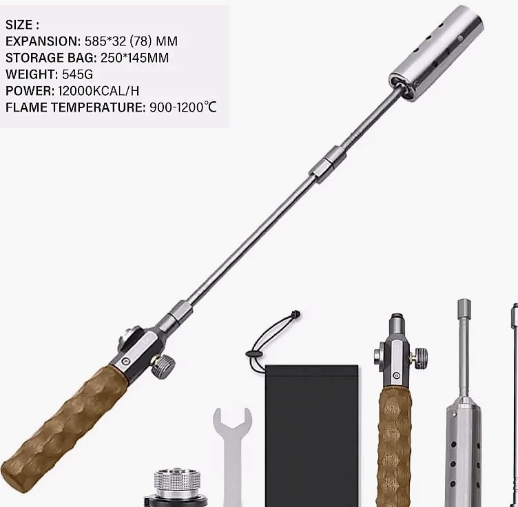 Three-stage Gas Burner Torch with Wood Handle Outdoor Cooking