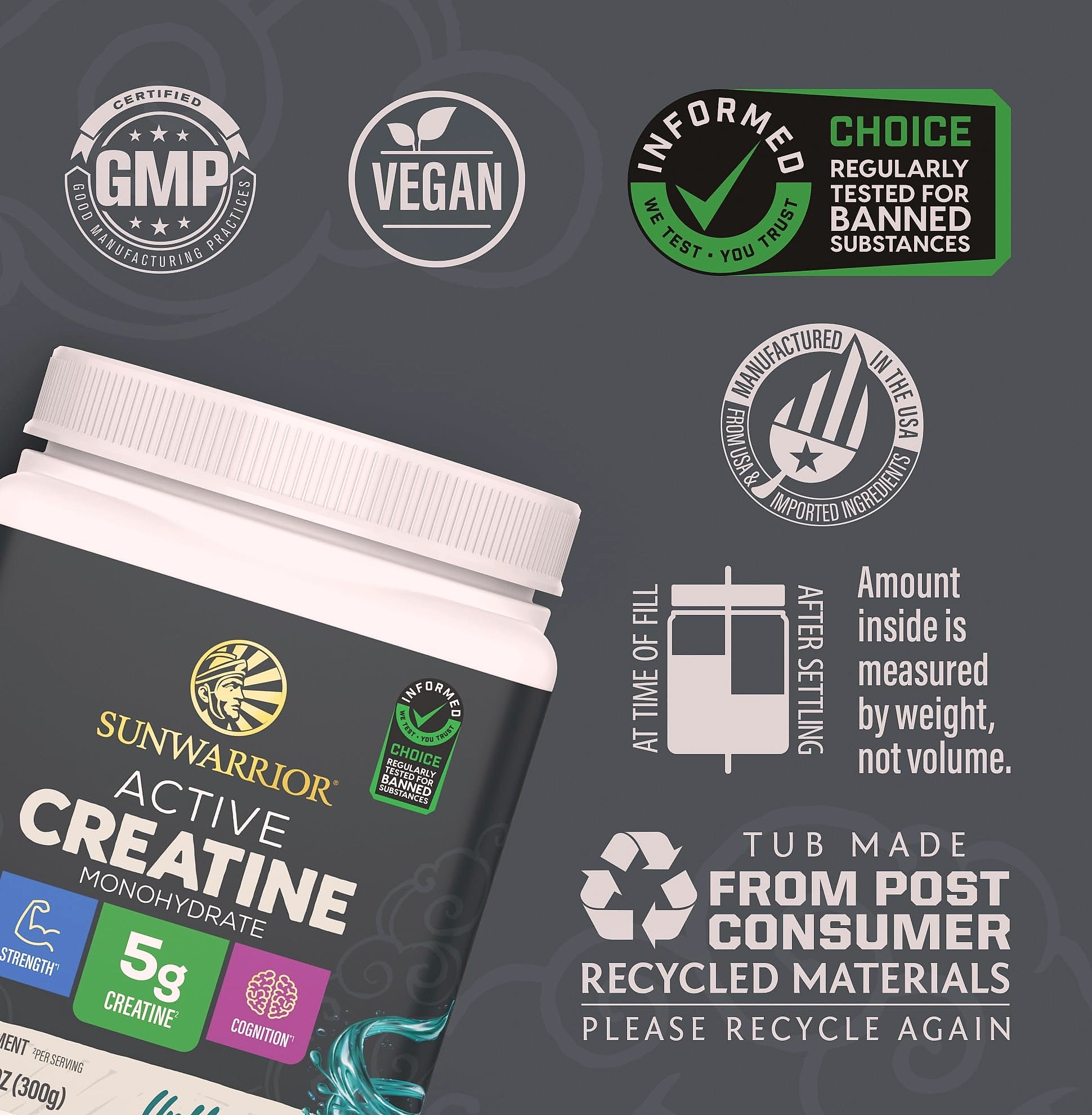 Sunwarrior Creatine Monohydrate Powder Micronized 60 Servings