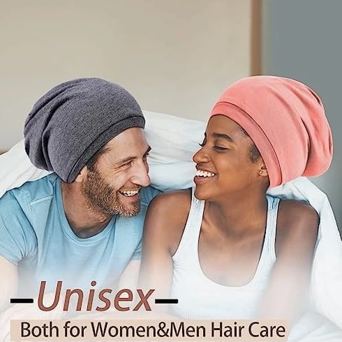 2 Pcs Adjustable Silk Hair Bonnet for Sleeping, Medium-Large Black & Green
