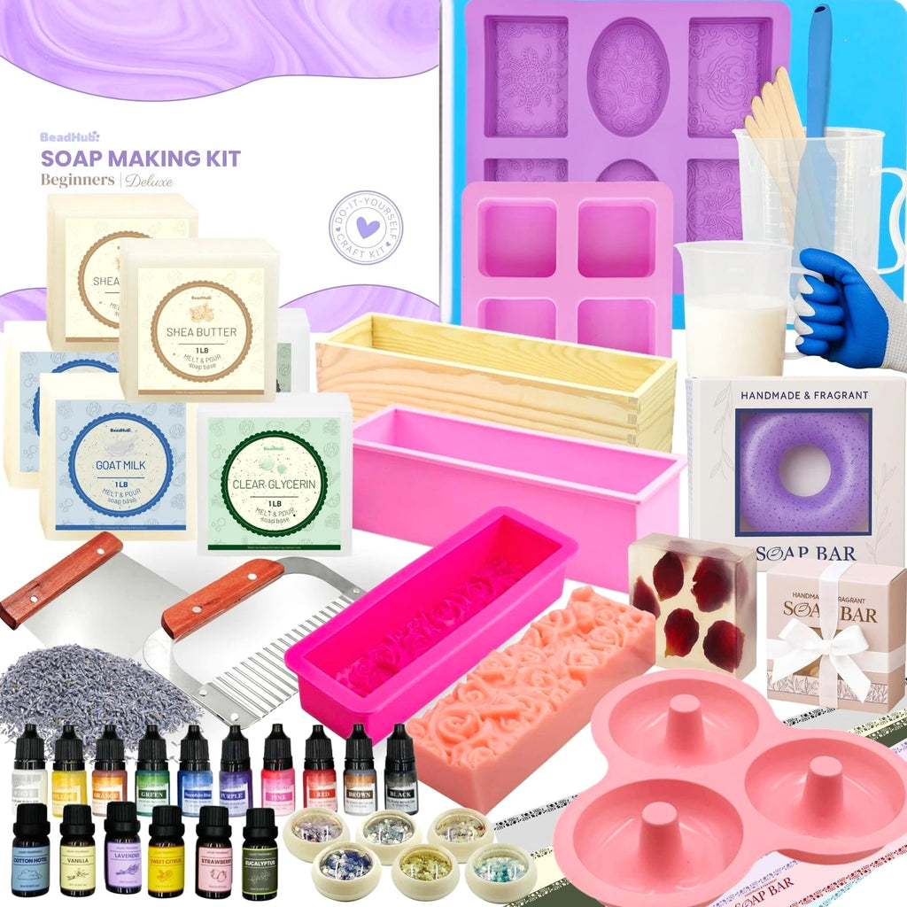 Soap Making Kit for Beginners | 6LBS Melt & Pour Soap Base - Shea Butter, Clear...