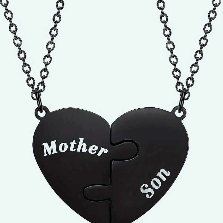 AEHOME Mother and Son Matching Heart Pendant Necklace Set