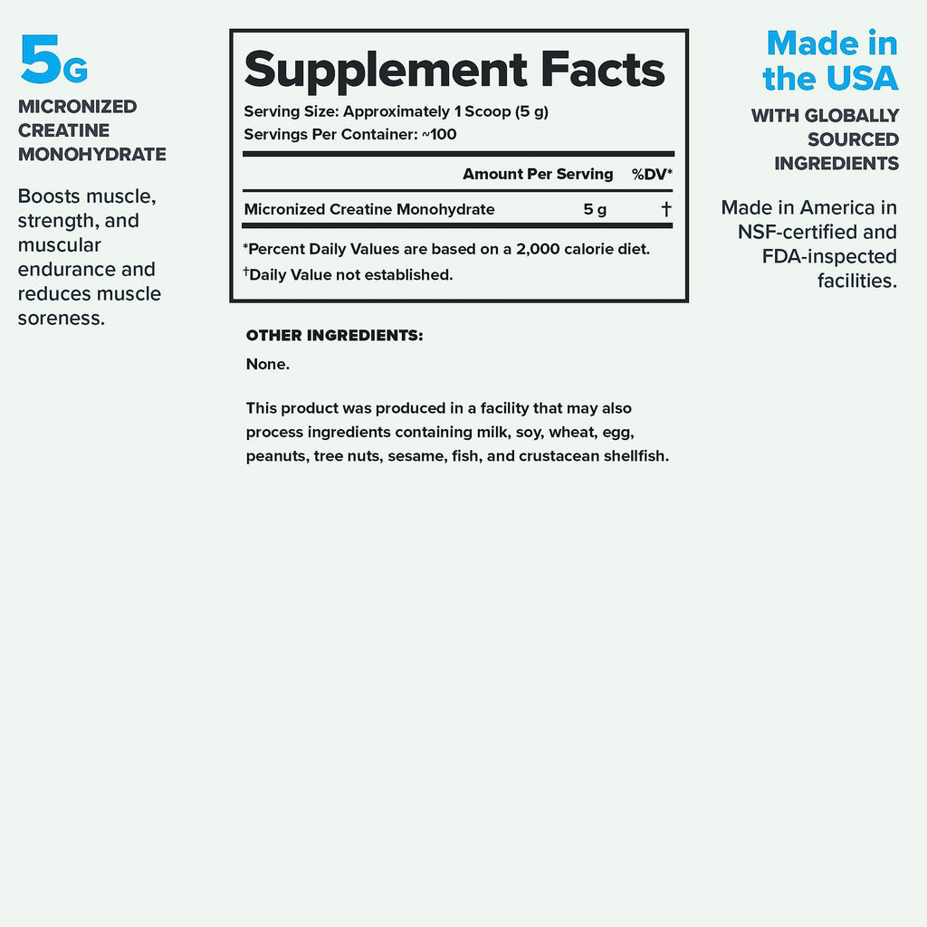 LEGION Micronized Creatine Monohydrate Powder, 100 Servings