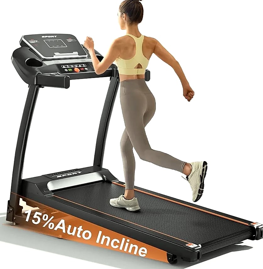 3.0HP Folding Treadmill with Auto Incline 0-15% Home Running