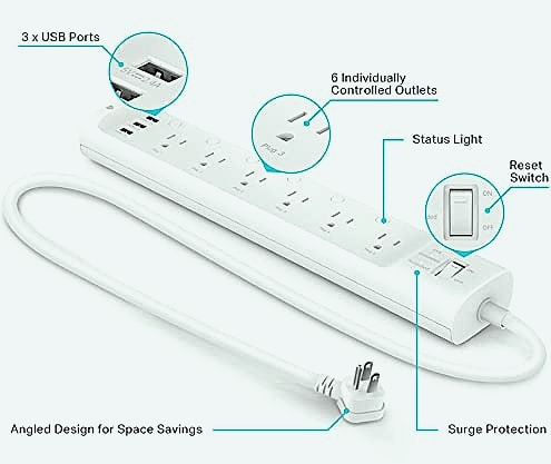 Kasa Smart HS300 Power Strip with 6 Smart Outlets and USB Ports