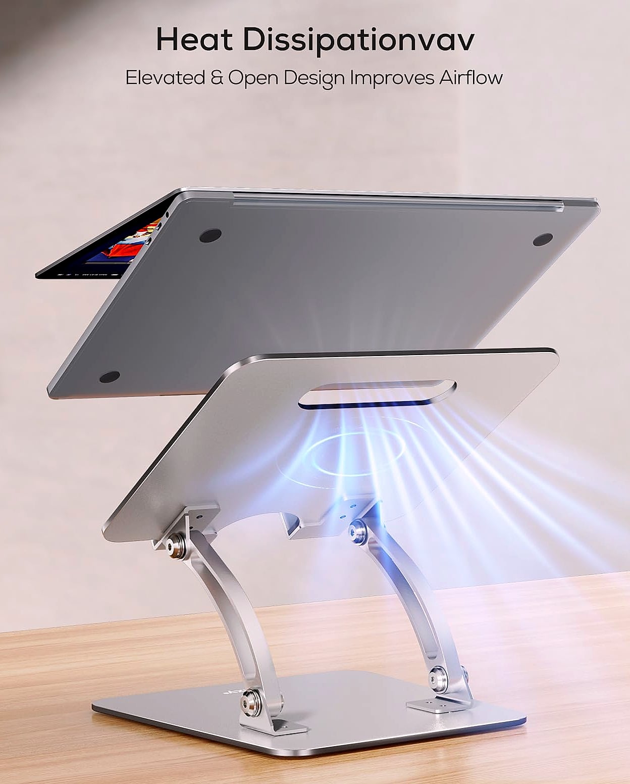 Nulaxy Adjustable Laptop Stand Dual Foldable Riser 10-17"