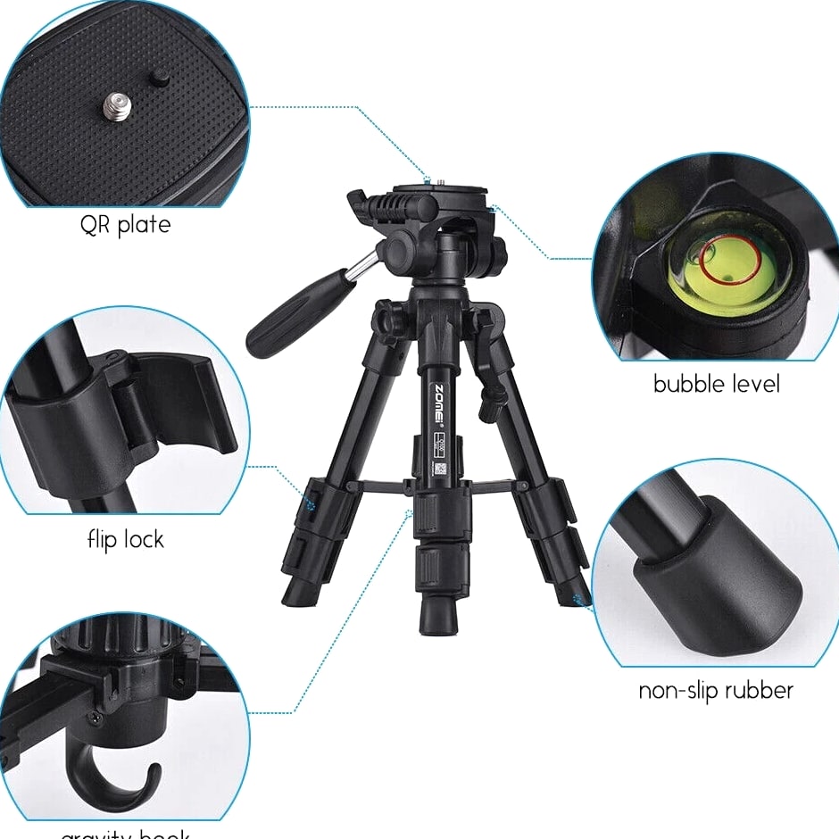 ZOMEI Q100 Mini 20" Portable Tripod Tabletop Stand Holder For DSLR Camera Phone
