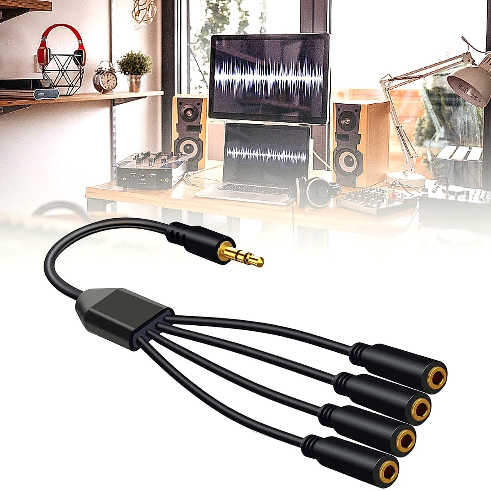 Qsvbeeqj 3.5mm AUX Splitter Cable 1 in 3/4/5/6 Out
