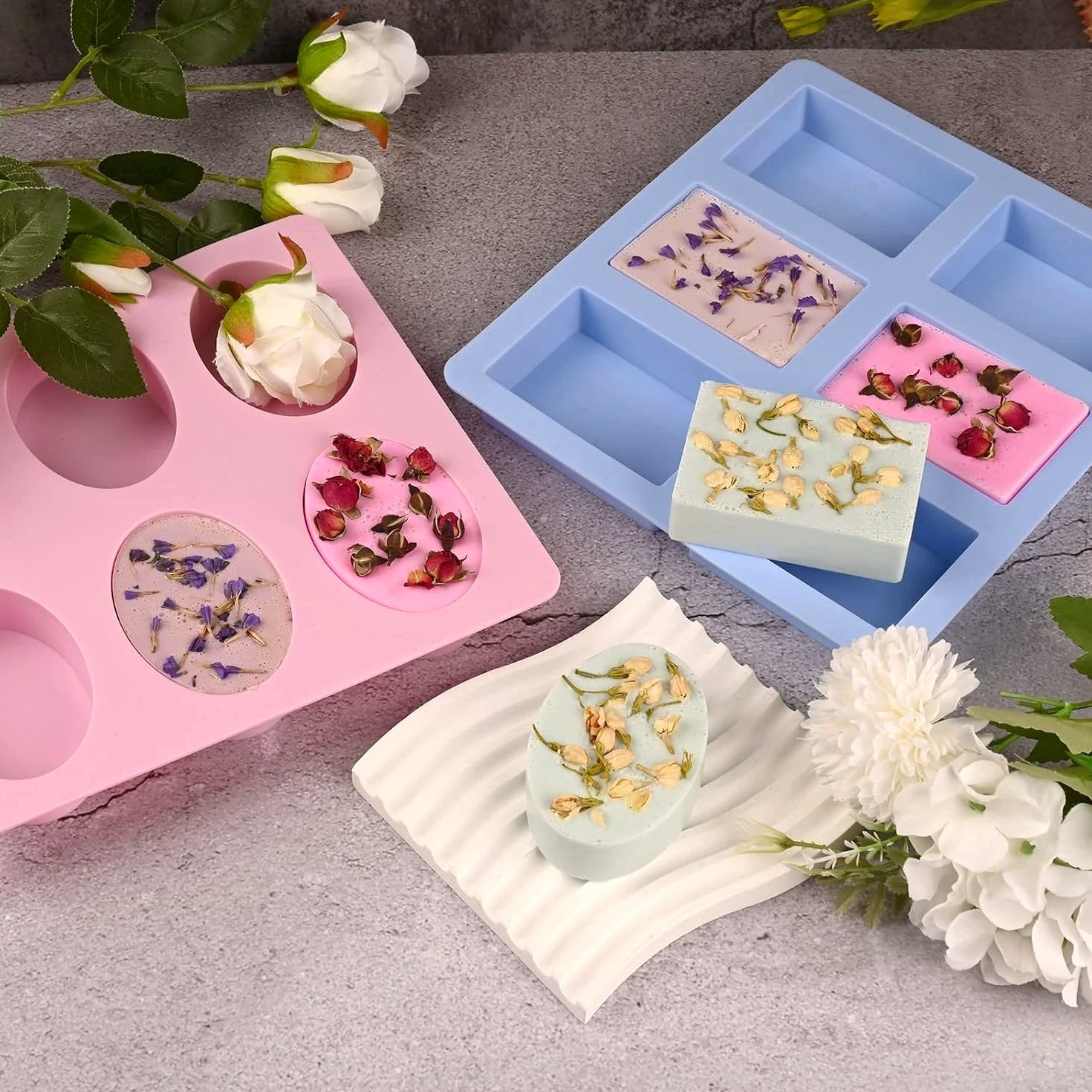 2-Pack 6 Cavity Silicone Soap Molds for DIY Soap Making & Desserts