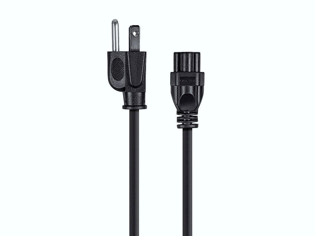 Monoprice Power Cord - NEMA 5-15P to IEC-320-C5, 18AWG, 7A/125V, SVT, 3-Prong, 6ft, Black