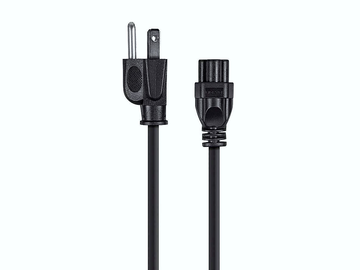 Monoprice Power Cord - NEMA 5-15P to IEC-320-C5, 18AWG, 7A/125V, SVT, 3-Prong, 6ft, Black