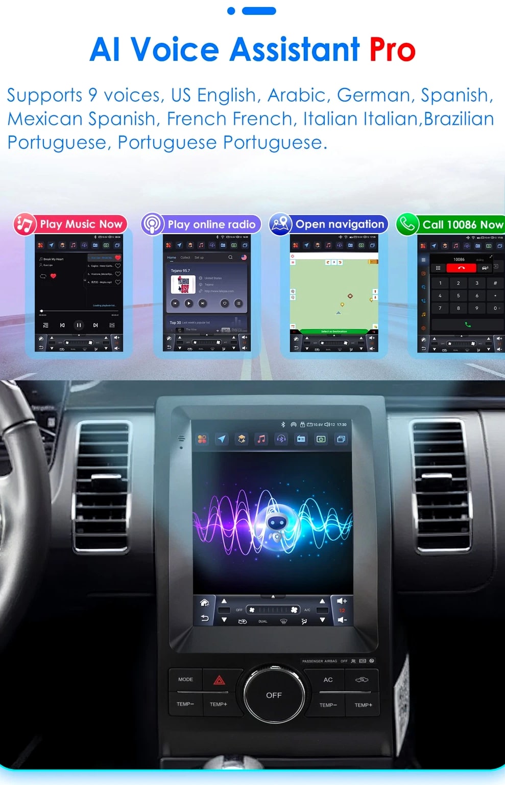 for Ford Taurus 2010-2018 Touch Screen 9.7" GPS WiFi BT Carplay Radio Multimedia