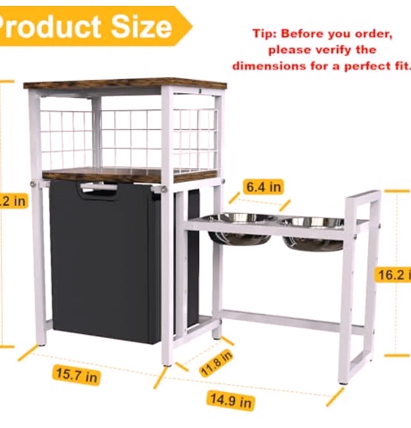 Elevated Dog Bowl Stand with Food Storage and Toy Basket