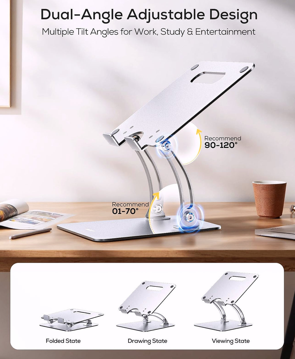 Nulaxy Adjustable Laptop Stand Dual Foldable Riser 10-17"