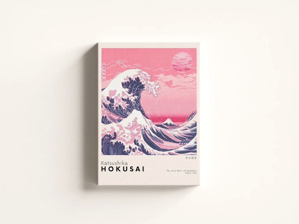 Pink Great Wave Hokusai Canvas Print - Japanese Aesthetic Wall Art Decor