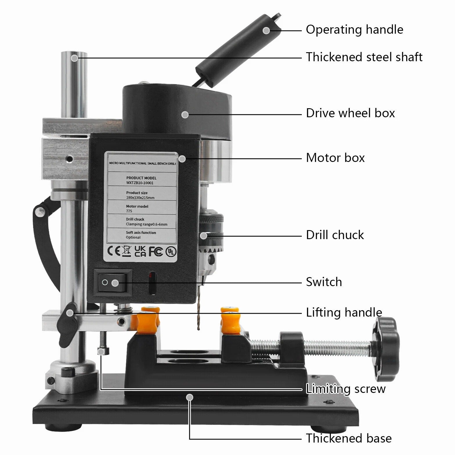 Power Bench Drill, Mini Drill Press, Adjustable Speed Electric Drilling Machine~