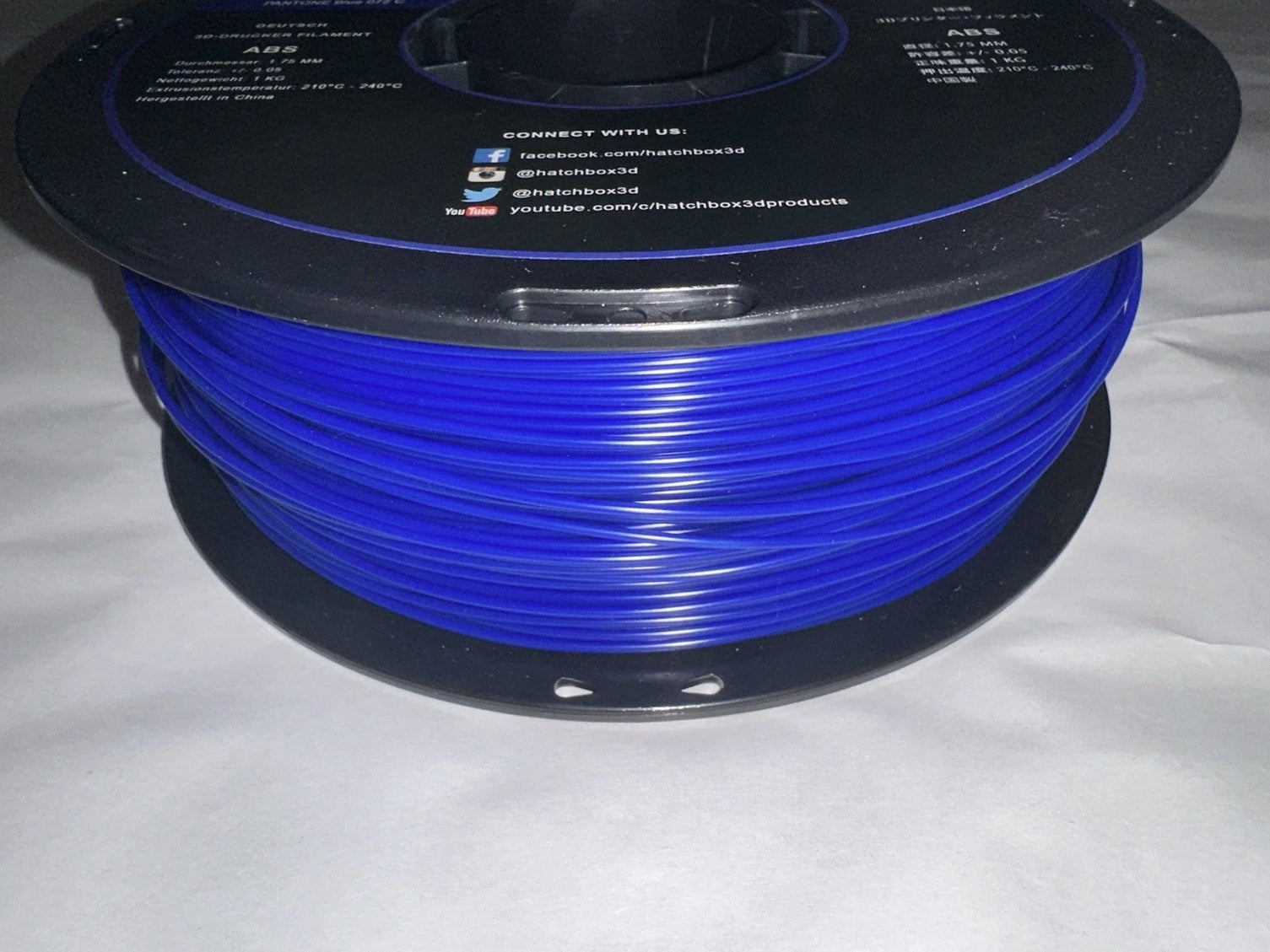 HATCHBOX ABS 1.75 mm 3D Printer Filament in True Blue, 1kg Spool