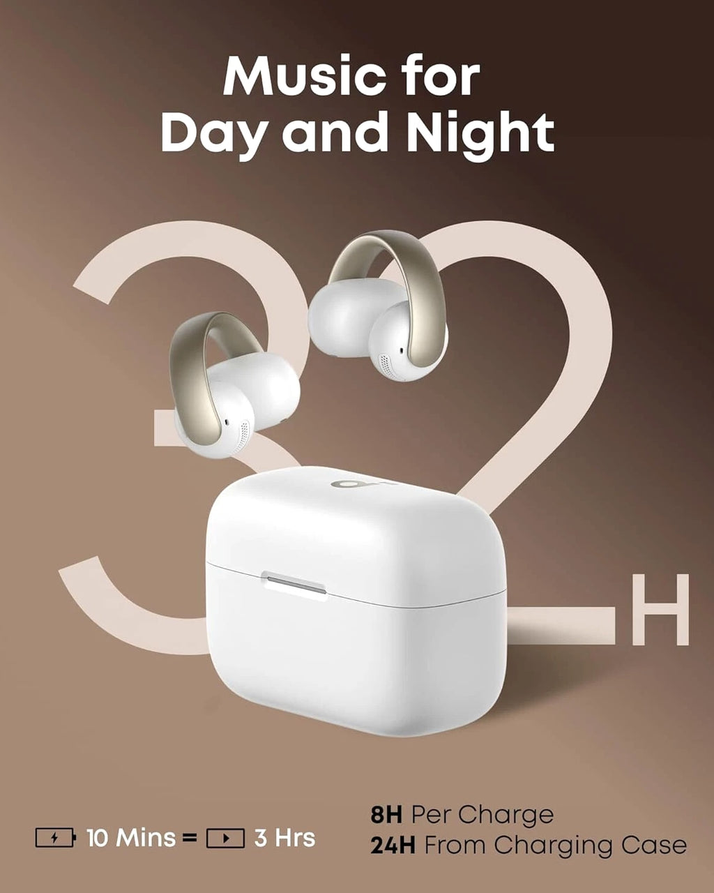 Soundcore AeroClip Open-Ear Earbuds Clip-On Headphones 4 Mic AI-Boost Clear Call