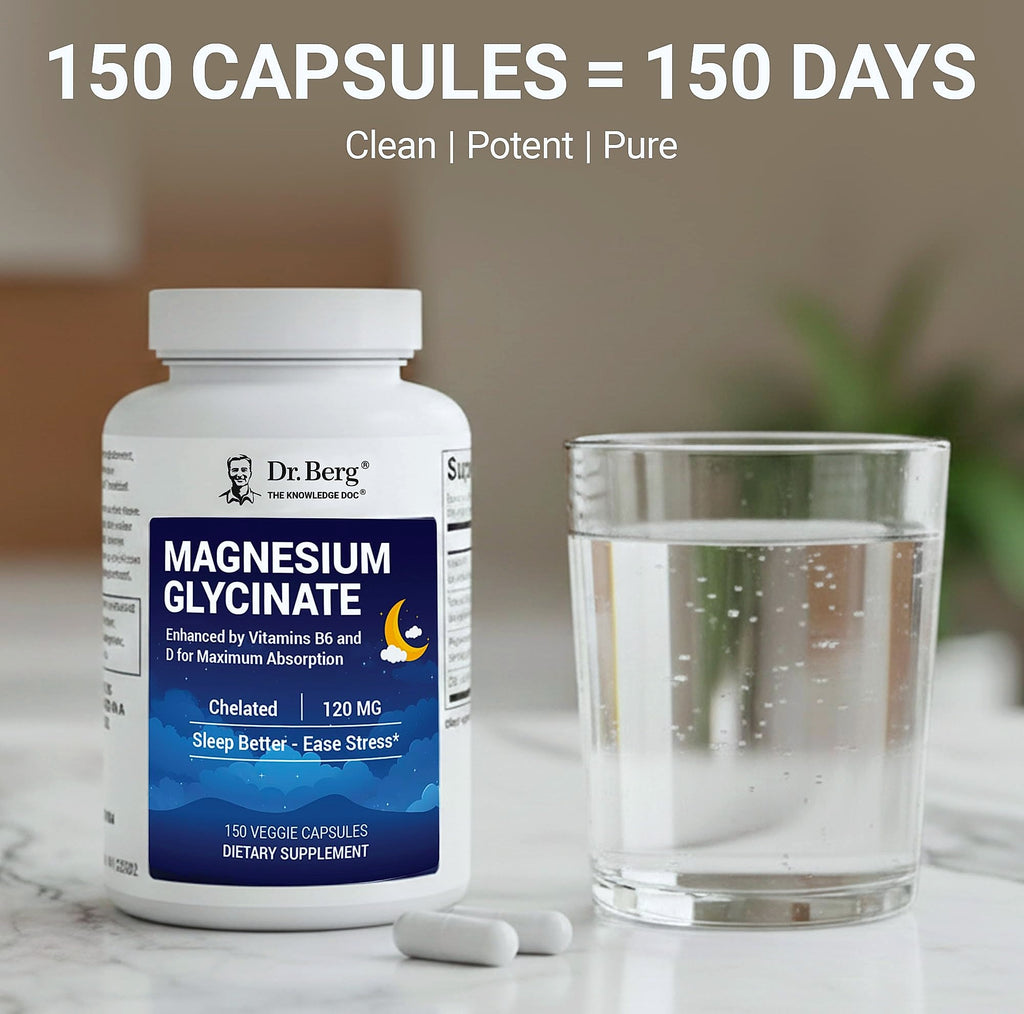Dr. Berg Magnesium Glycinate 150ct Sleep Support Supplement