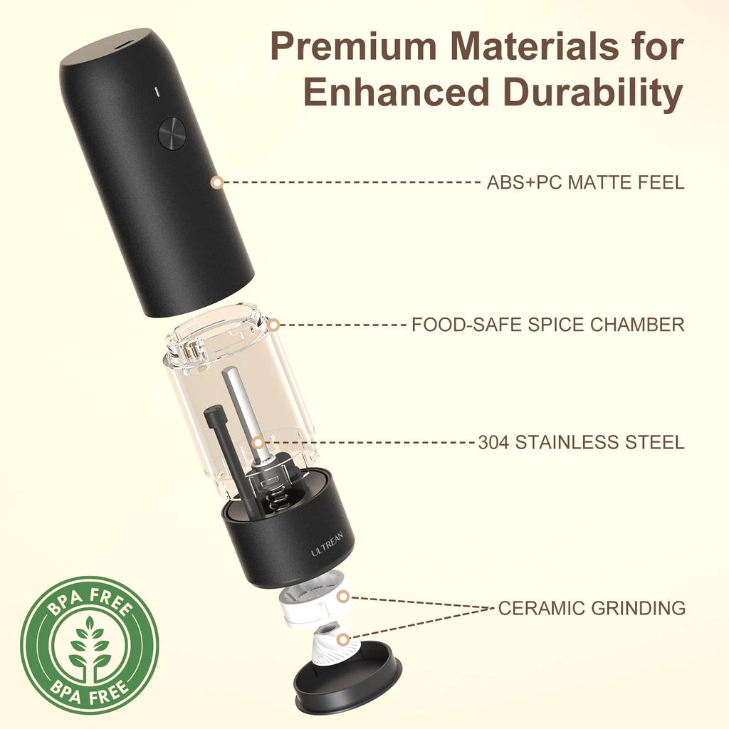 Electric Salt and Pepper Grinder Set - 2 Pack Rechargeable Salt & Pepper Mill