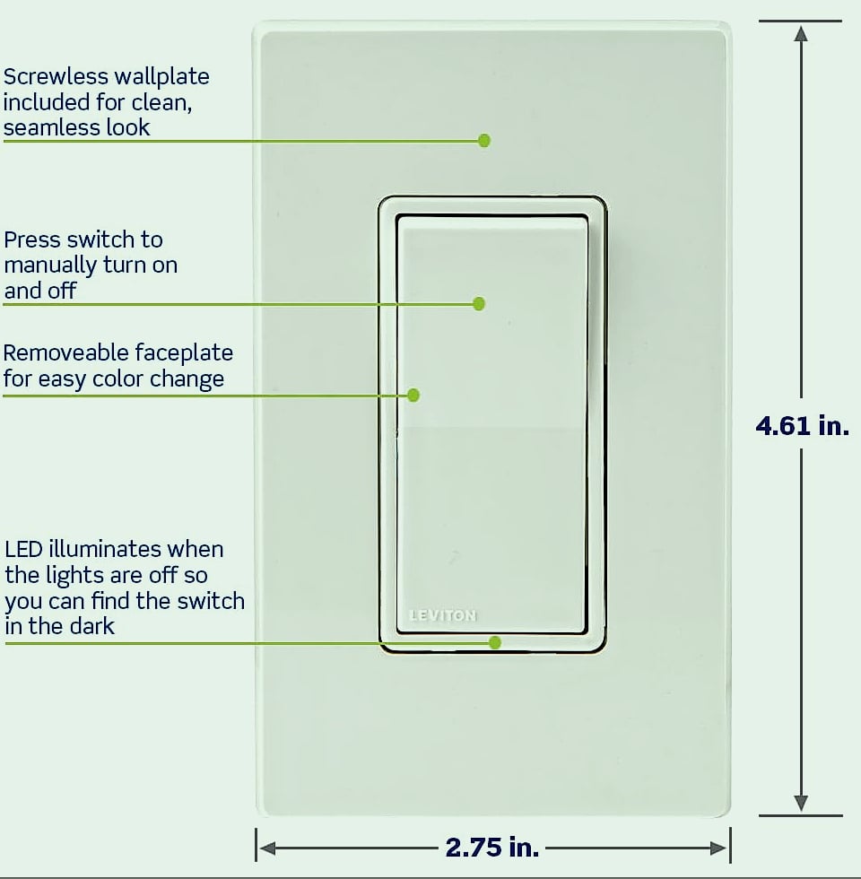 Leviton Decora Smart Z-Wave 800 Series Switch ZW15S-1RW