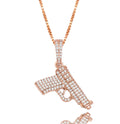 TOPGRILLZ 925 Sterling Silver Pistol Pendant Necklace