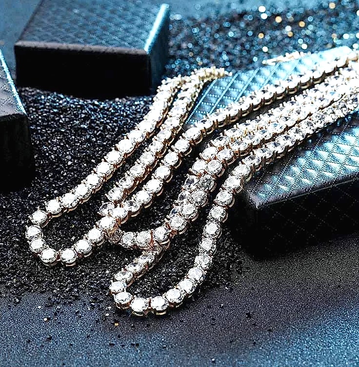 TOPGRILLZ 925 Sterling Silver CZ Tennis Chain Necklace