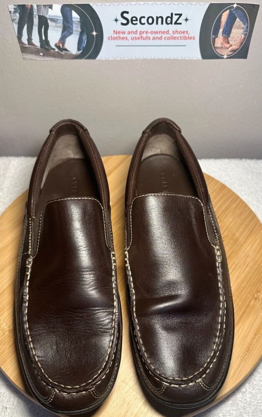Cole Haan Mens Tucker Venetian Dark Slip on Leather Shoe Loafers Sz 9.5M CO4059