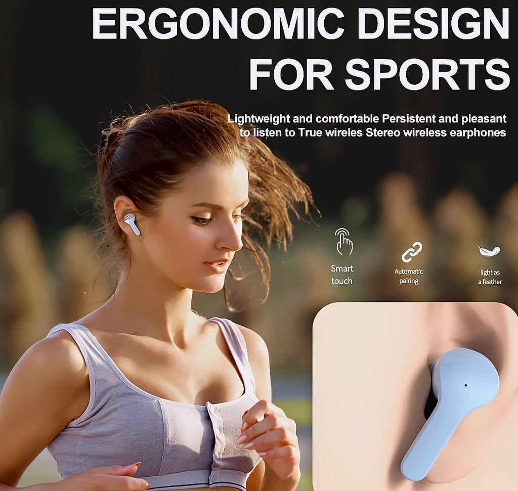 AHTOSKA Transparent Wireless Earbuds with LED Display