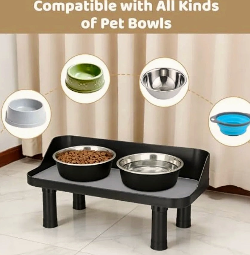Adjustable Elevated Dog Food Bowl Stand with Non-Slip Pads