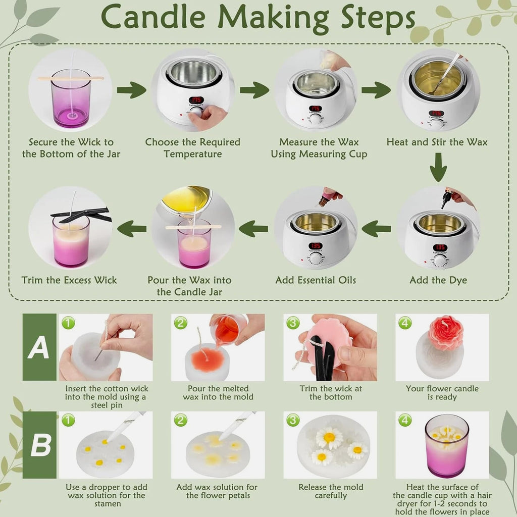 Candle Making Kit for Adults Beginners – 1200G Soy Wax, Digital Wax Melter Pot,