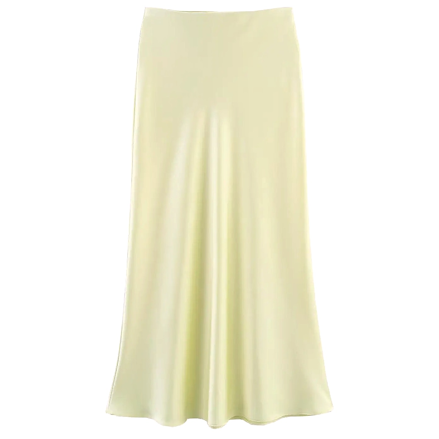 Willshela Women's Satin Pleated Midi Skirt Elastic Waist