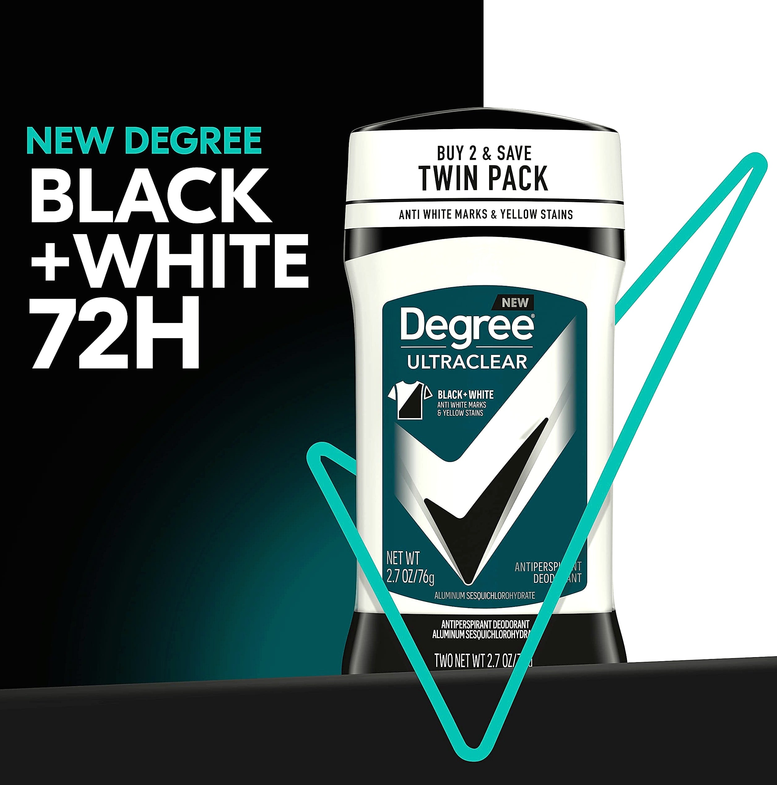 Degree Men UltraClear Black+White Antiperspirant, 72-Hour Protection, 2 Count