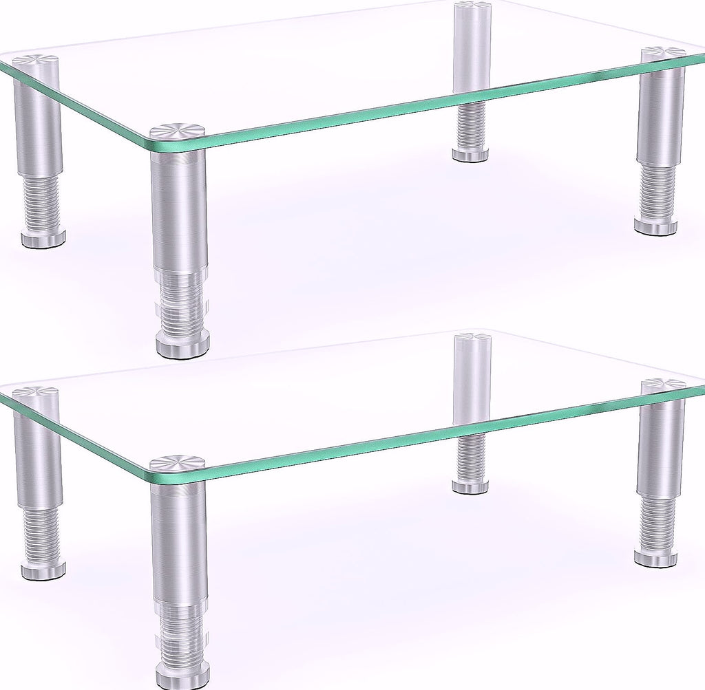 Hemudu Monitor Riser Stand 2 Pack Height Adjustable Tempered Glass