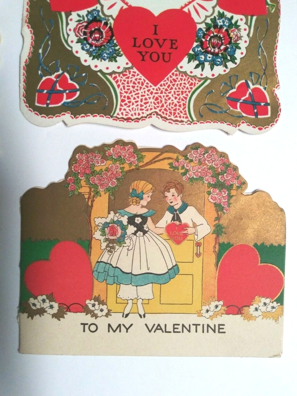 Valentine's Day Die Cut Handmade Vintage Love Hearts Card Lot - 14 Pieces, 3"-8" each