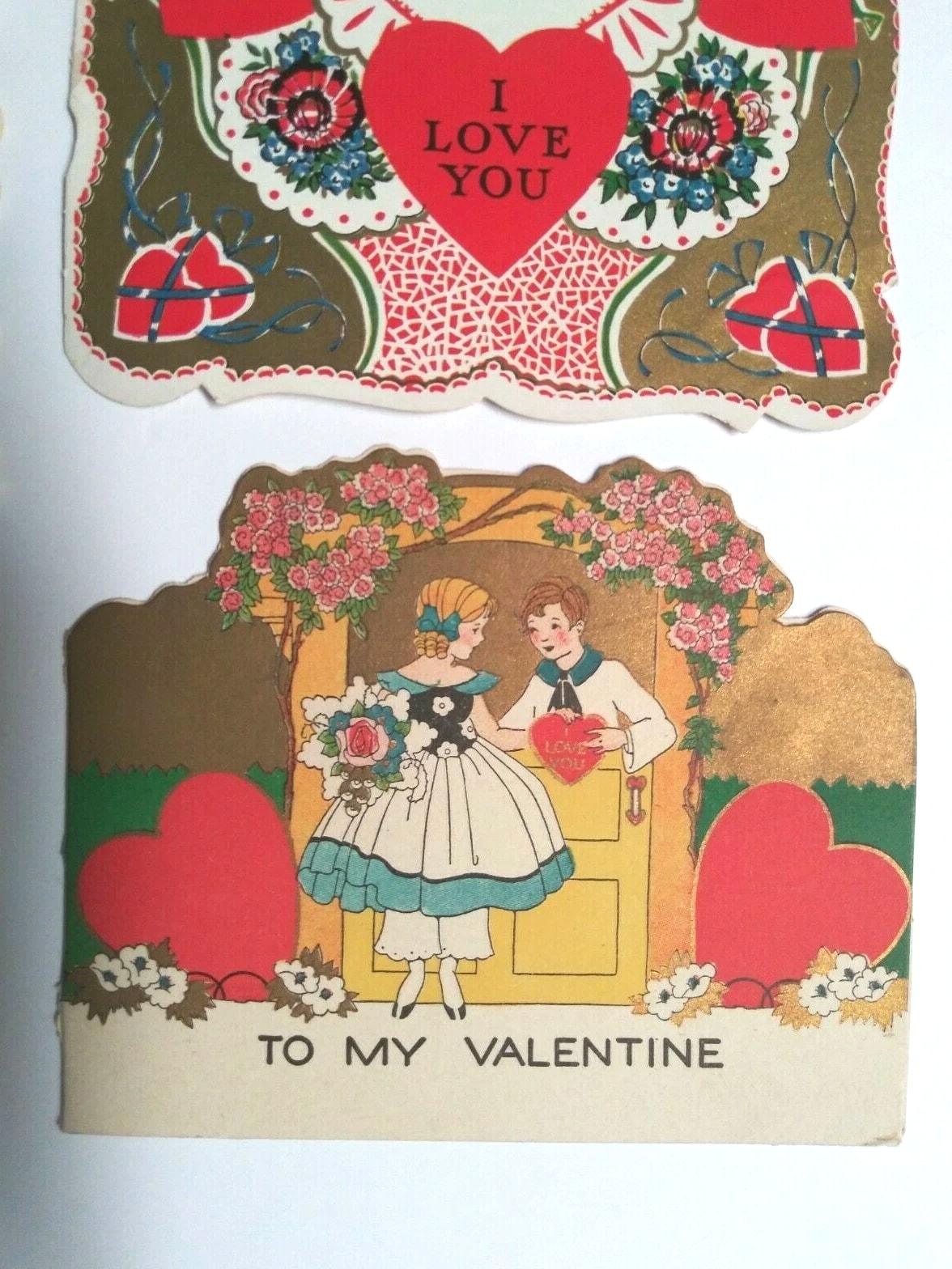 Valentine's Day Die Cut Handmade Vintage Love Hearts Card Lot - 14 Pieces, 3"-8" each