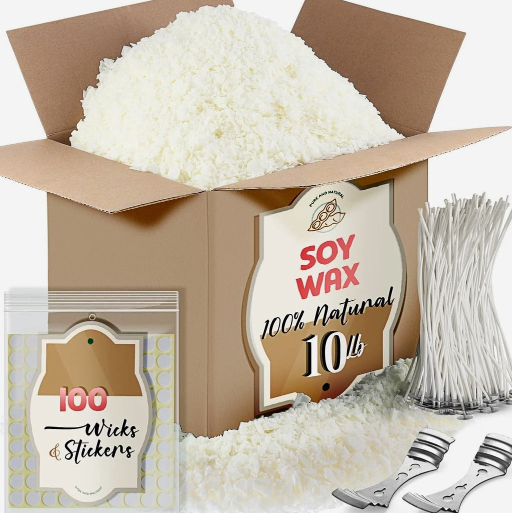 Natural Organic Soy Candle Wax Bulk For Candle Making, 10 lbs Soy Wax Flakes Kit