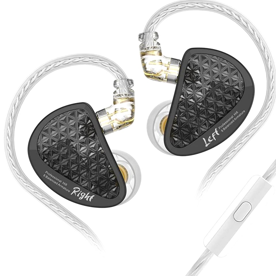 Hifi IEM PRO Black Wired Sound Isolation Earbud and In-Ear Earbuds with 2 Pin De