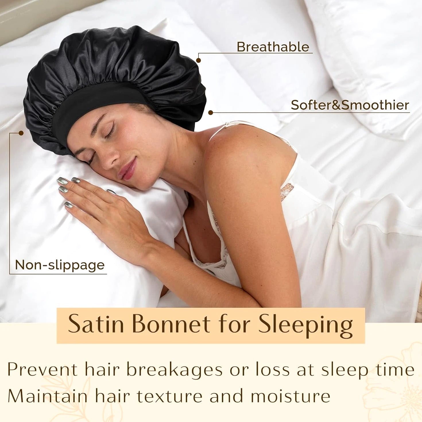 Silk Bonnet for Men & Women Hair Bonnet for Sleeping - Double Layer Satin Bonnet