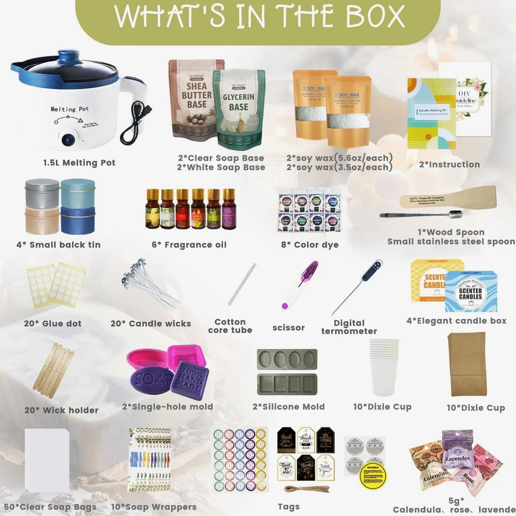 2-In-1 Candle & Soap Making Kit for Beginners, Complete All-in-One DIY Kit