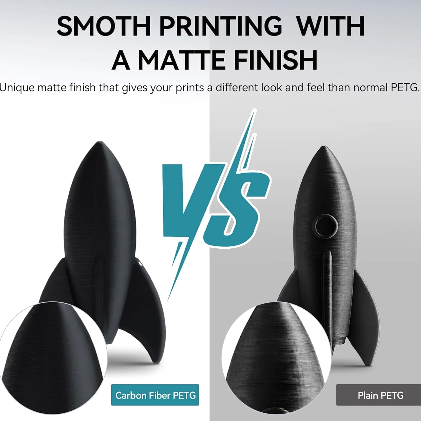 SUNLU 1.75mm PETG Carbon Fiber Filament High Impact Strength 1KG Matte Black