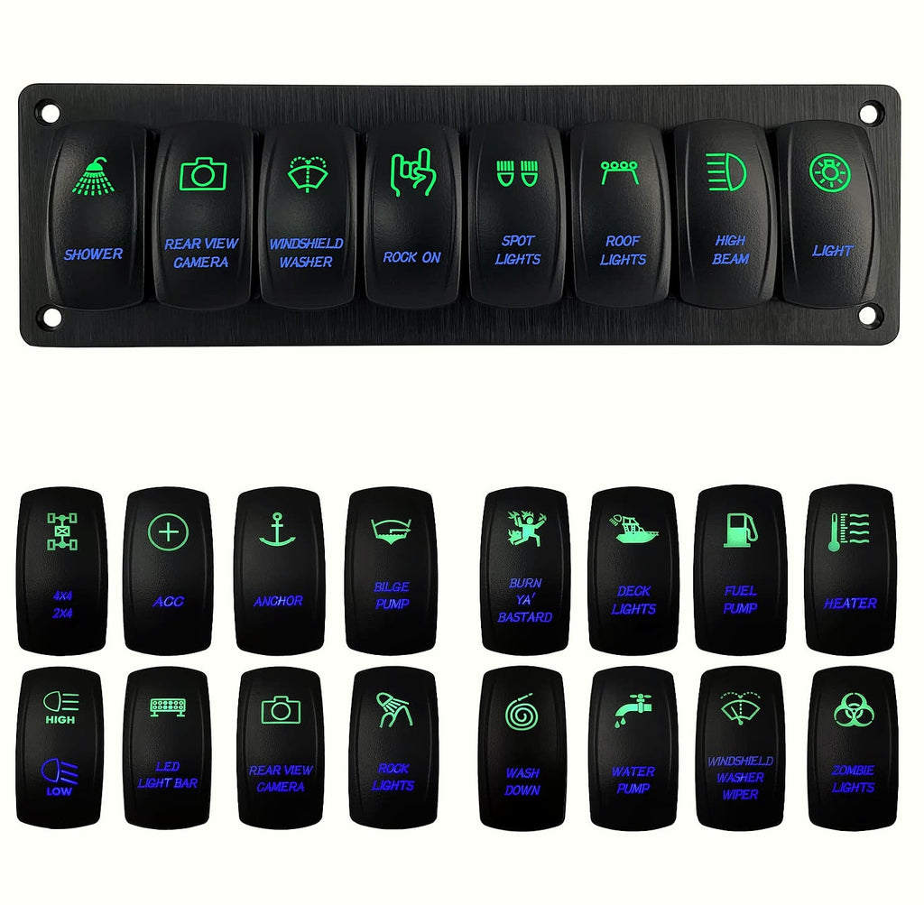 BACAUTOPARTS 8-Way Marine Switch Panel 12V/24V Rocker
