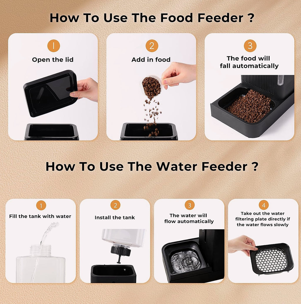 ZOMISIA Automatic Cat Feeder and Water Dispenser Set, 2 in 1
