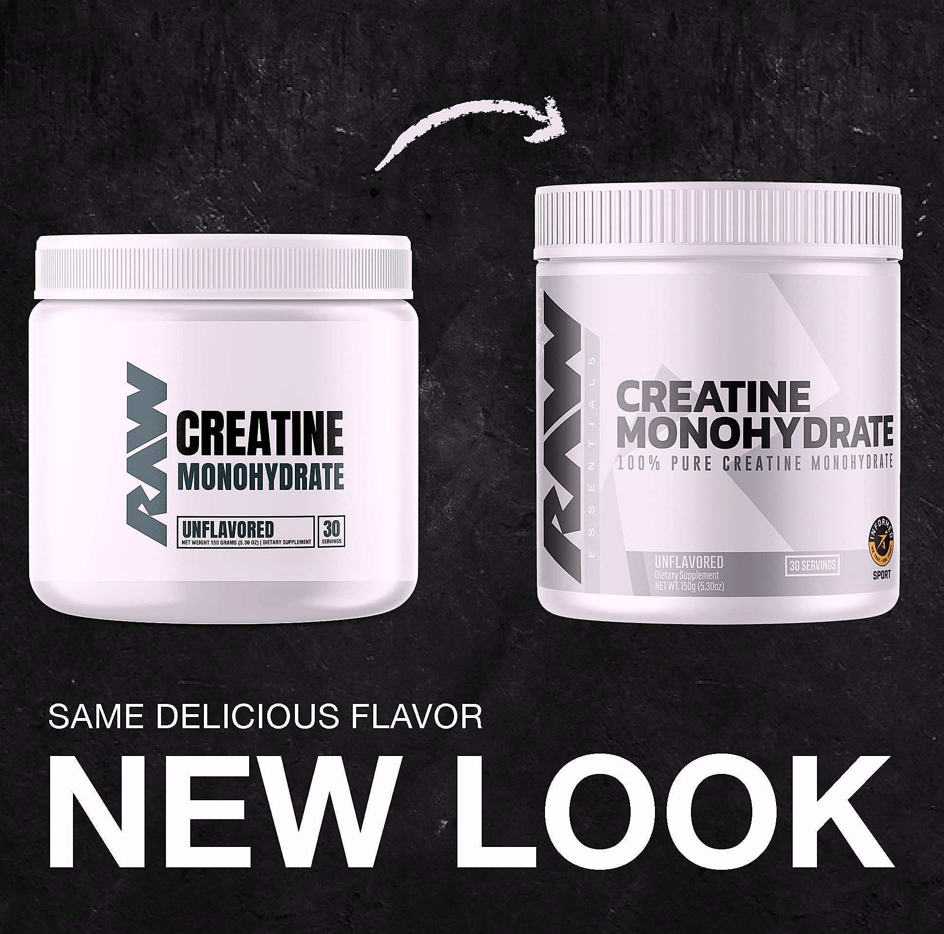 RAW Nutrition Creatine Monohydrate Powder, Unflavored 30 Servings