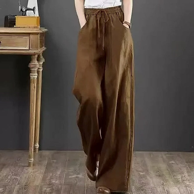 Careaymade Women's Wide Leg Pants Cotton Linen Casual