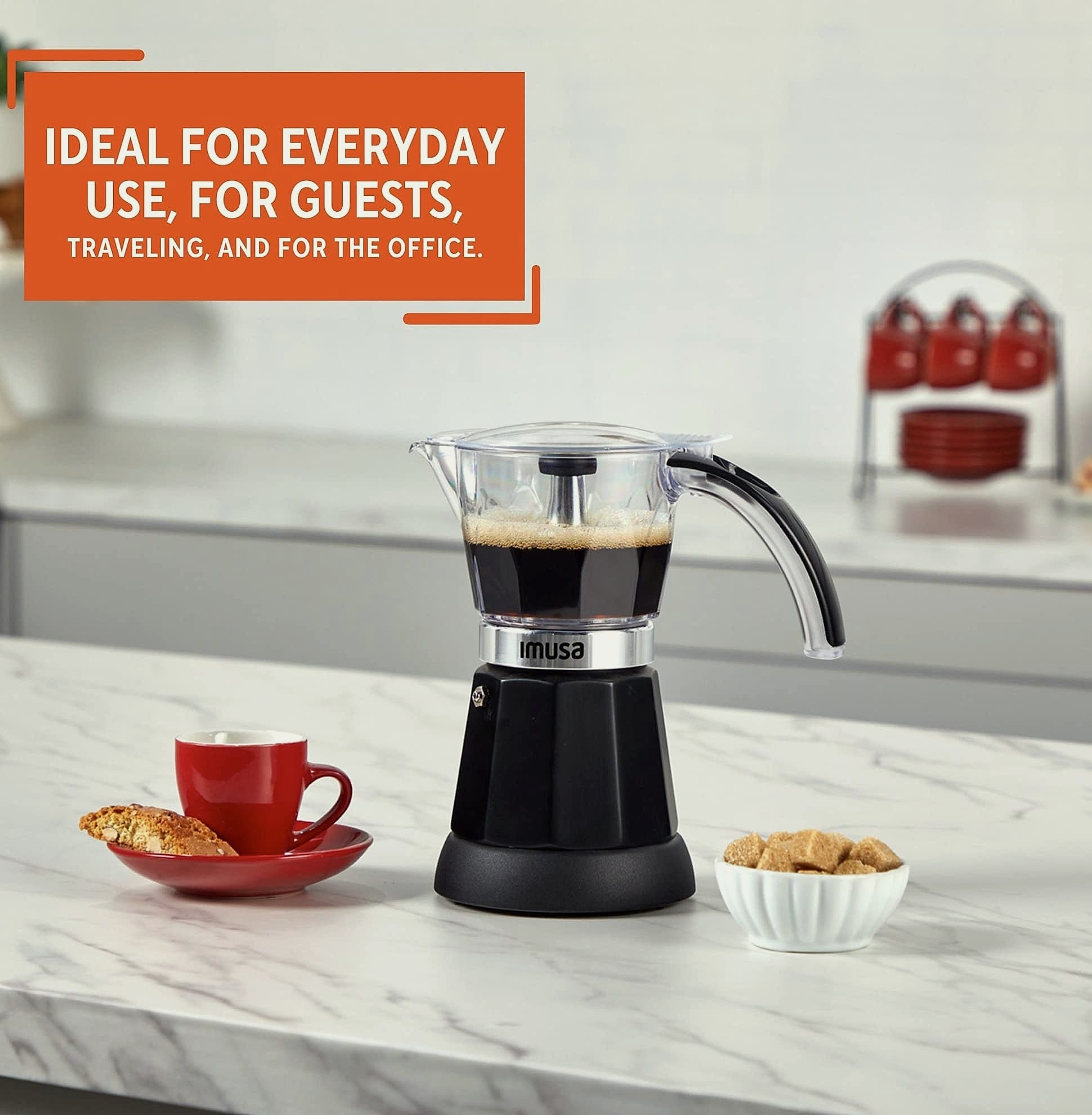 Imusa Electric Espresso Maker, 6 or 3 Cup Moka Coffee Machine
