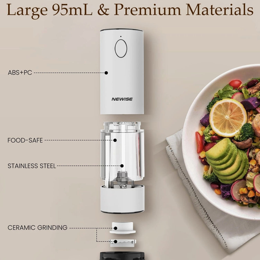 Electric Salt and Pepper Grinder Set, Adjustable Coarseness & LED Light, Rech...