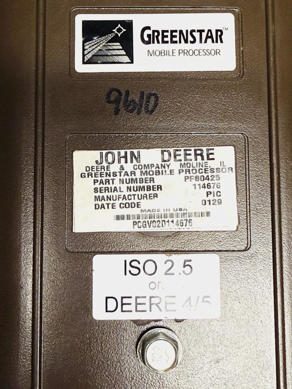 John Deere Greenstar Mobile Processor PF80425 Brown Box