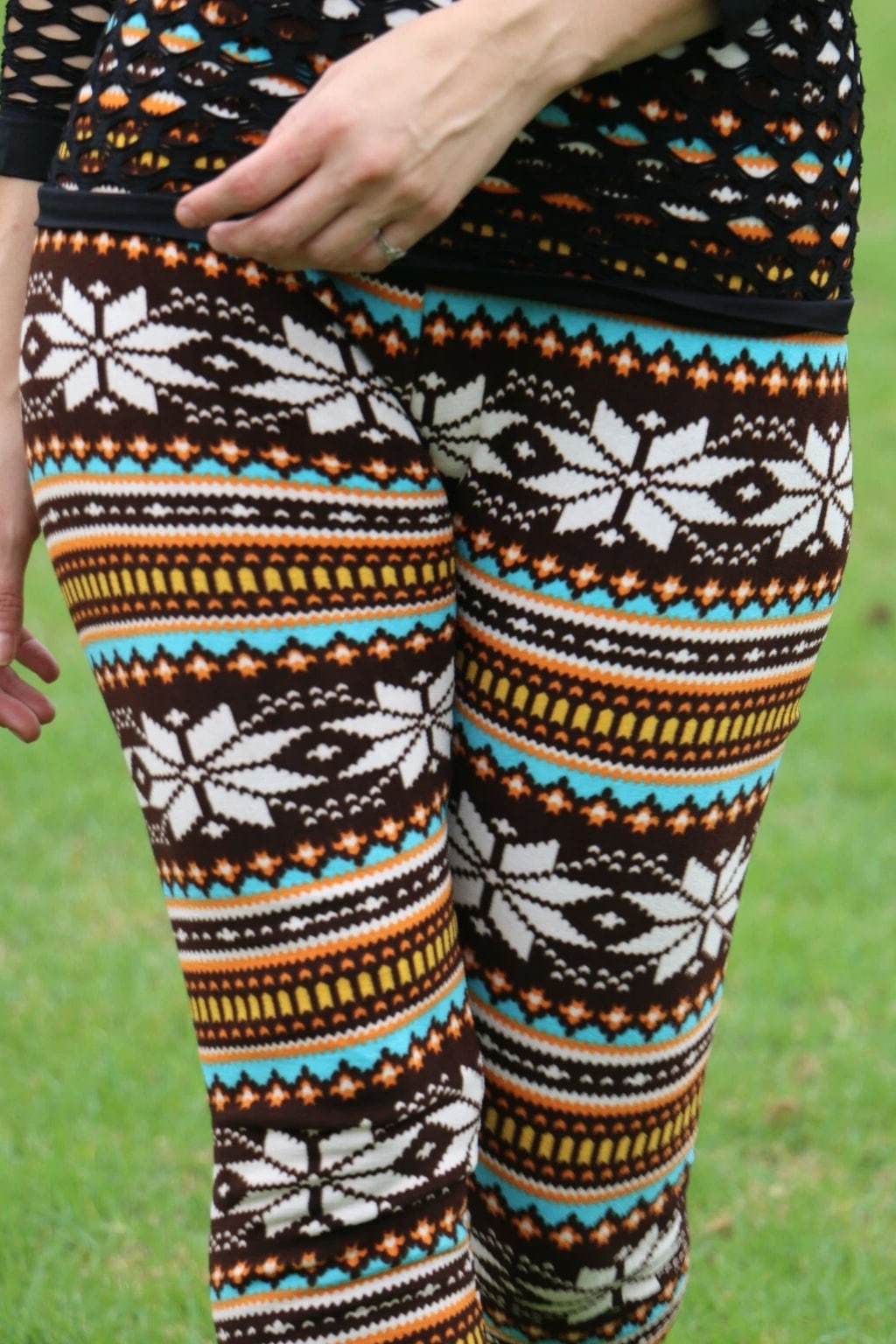 Women's Print Winter Thick Warm Fleece Lined Stretchy Leggings Pants