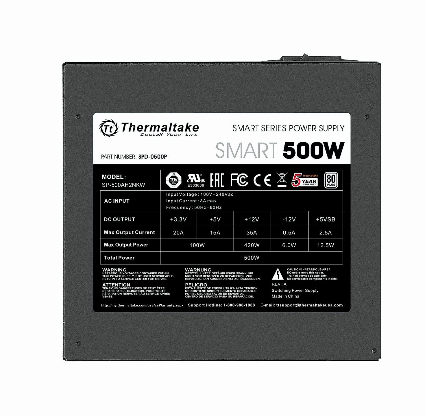 Thermaltake Smart 500W 80+ White PSU with 120mm Fan