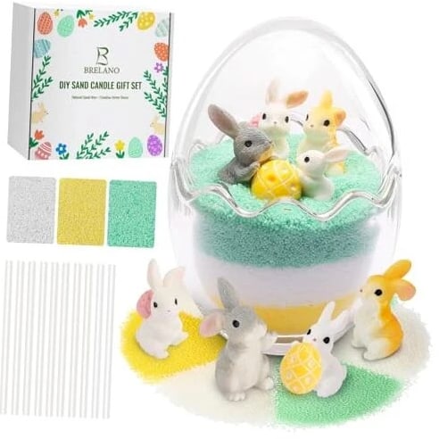 BRELANO Easter Craft Kit for Kids & Adults – DIY Sand Candle Making Kit with